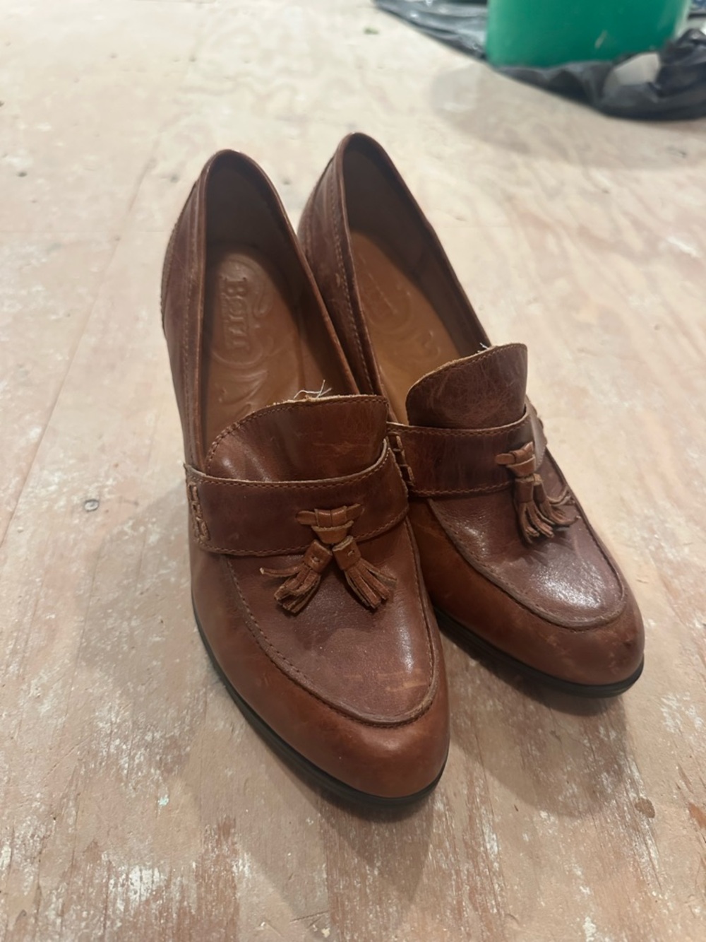 Born Women's Brown Leather Tassel Heels